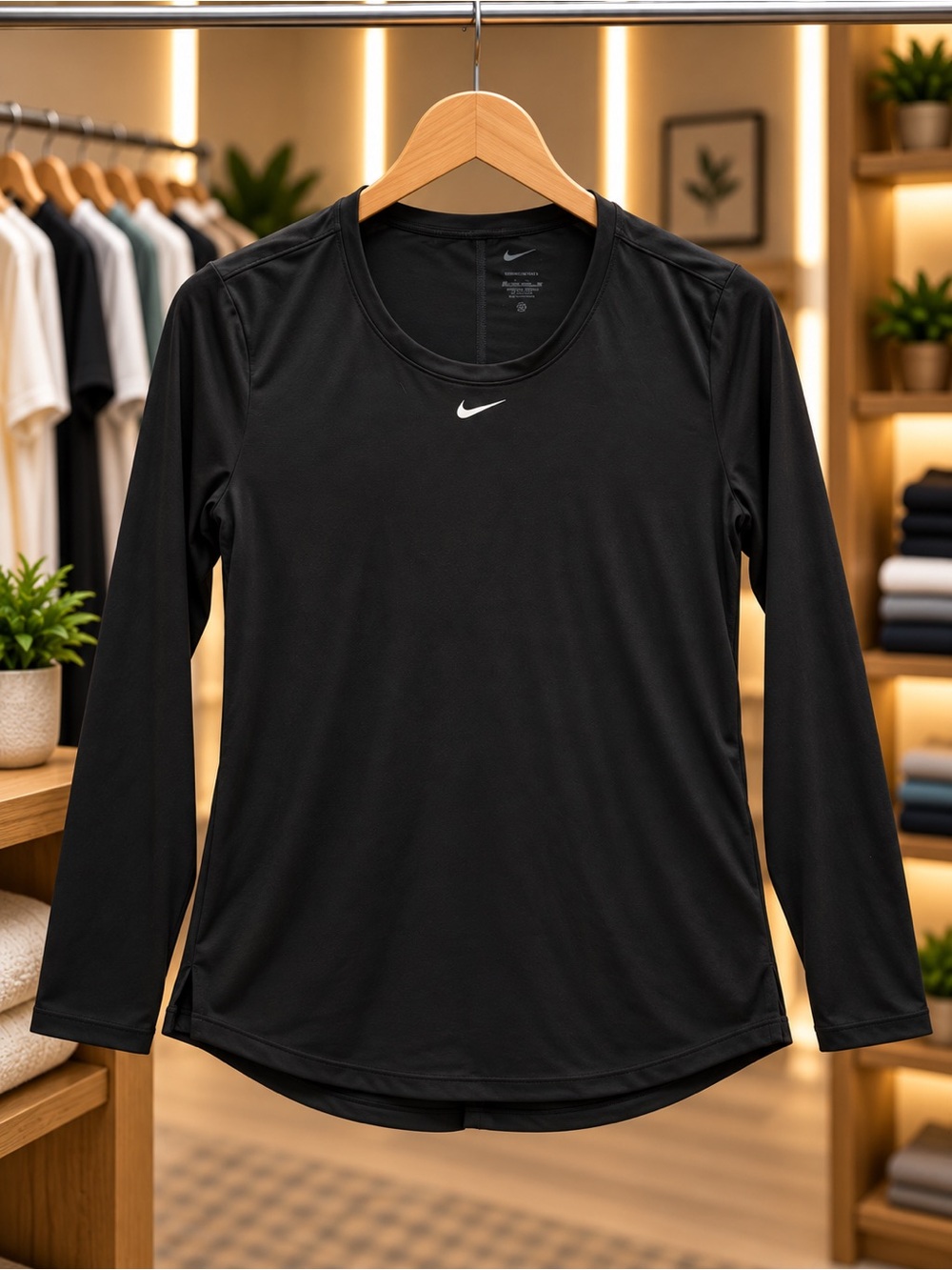 Nike Black Long Sleeve Athletic Crew Top